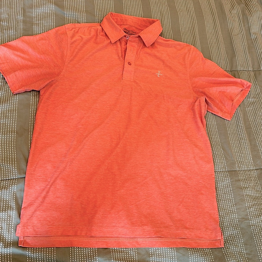 Straight Down Mens Medium Golf Polo Salmon